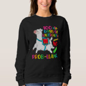 100 Days Of School Kindergarten No Prob Llama Teac Trui (Voorkant)