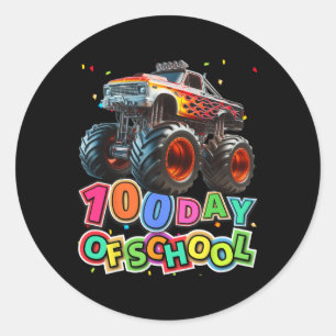 100 Days of School Monster Truck Boys 100ste dag v Ronde Sticker
