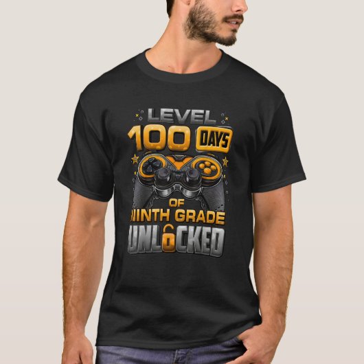 100 Days Of School Ninth Grade Level Unlocked Vide T-shirt (Voorkant)