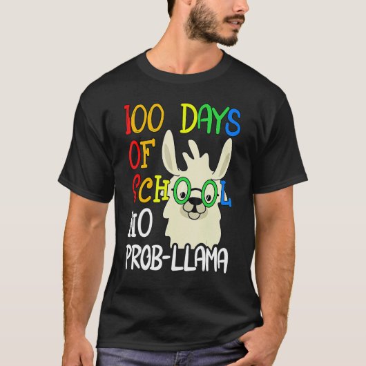 100 Days Of School No Prob Llama 100th Day School T-shirt (Voorkant)