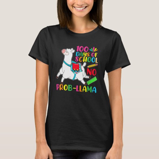 100 Days Of School No Prob-Llama Funny Llama 100th T-shirt (Voorkant)