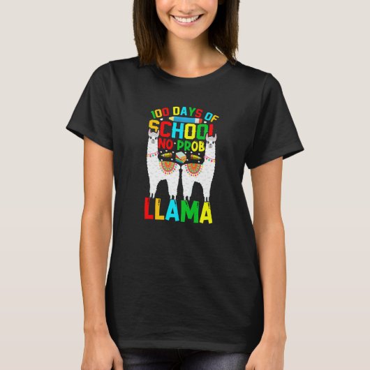 100 Days Of School No Prob-llama Llama Teacher And T-shirt (Voorkant)