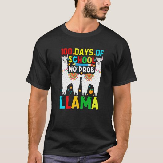 100 Days Of School No Prob-llama Llama Teacher And T-shirt (Voorkant)