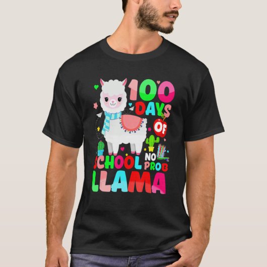 100 Days Of School No Prob Llama Llama Teacher And T-shirt (Voorkant)