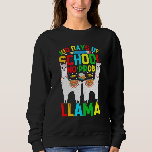 100 Days Of School No Prob-llama Llama Teacher And Trui (Voorkant)