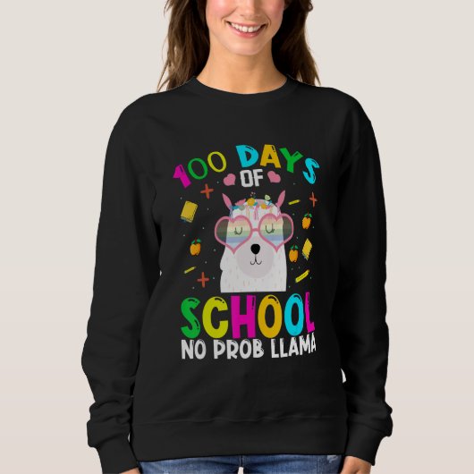 100 Days Of School No Prob-llama Llama Teacher And Trui (Voorkant)