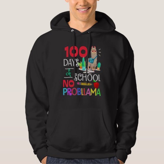 100 Days Of School No Probllama Llama Shirt Llama (Voorkant)