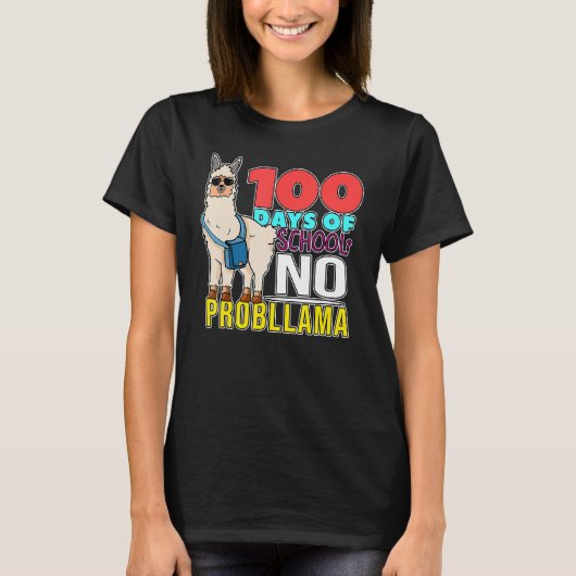 100 Days of School No Probllama Outfit Cute Llama  T-shirt (Voorkant)