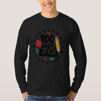 100 Days of School Pencil Apple Cute Teacher Stude T-shirt