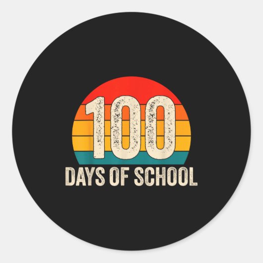 100 Days Of School Retro Teachers Boys 100th Day O Ronde Sticker (Voorkant)