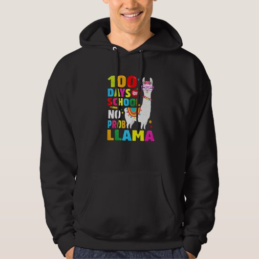 100 Days of School Shirt No Probllama Llama 100th  (Voorkant)