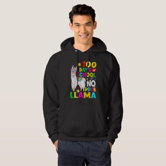 100 Days Of School Shirt No Probllama Llama 100th (Voorkant volledig)