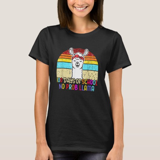 100 Days Of School Shirt No Probllama Llama 100th  (Voorkant)