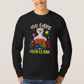 100 Days of School Shirt No Probllama Llama 100th