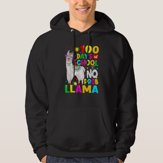 100 Days Of School Shirt No Probllama Llama 100th (Voorkant)