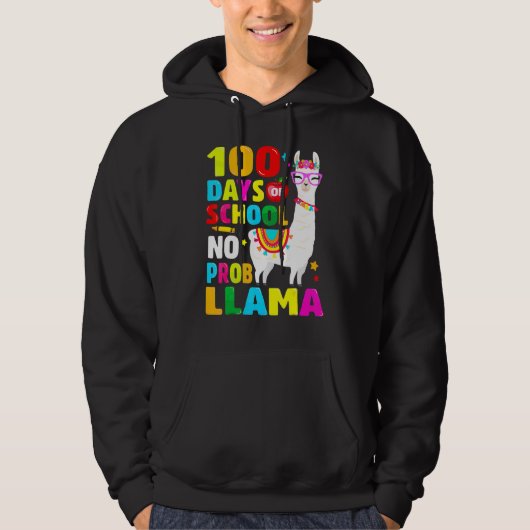 100 Days Of School Shirt No Probllama Llama 100th (Voorkant)