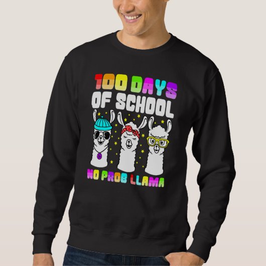 100 Days Of School Shirt No Probllama Llama 100th (Voorkant)