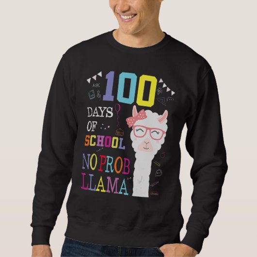 100 Days Of School Shirt No Probllama Llama 100Th (Voorkant)