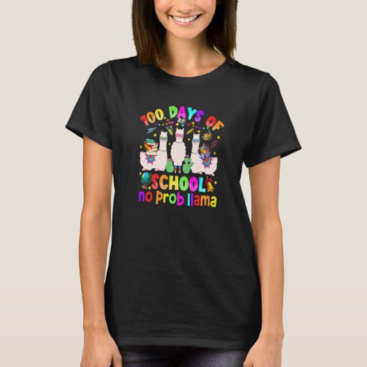 100 Days of School Shirt No Probllama Llama for Te (Voorkant)
