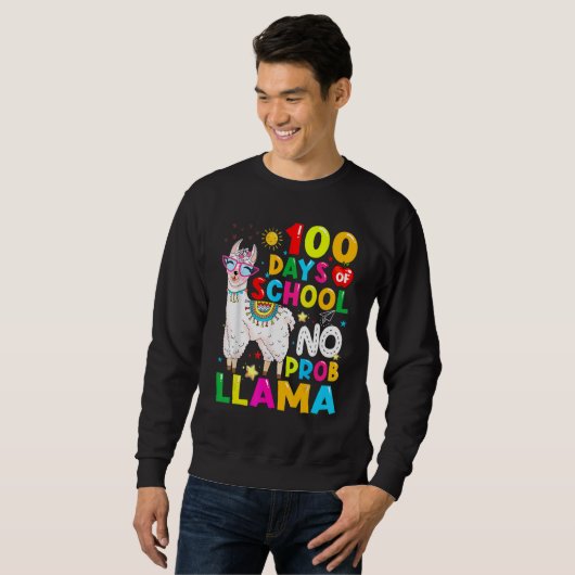 100 Days Of School Shirt No Probllama Llama Funny (Voorkant volledig)
