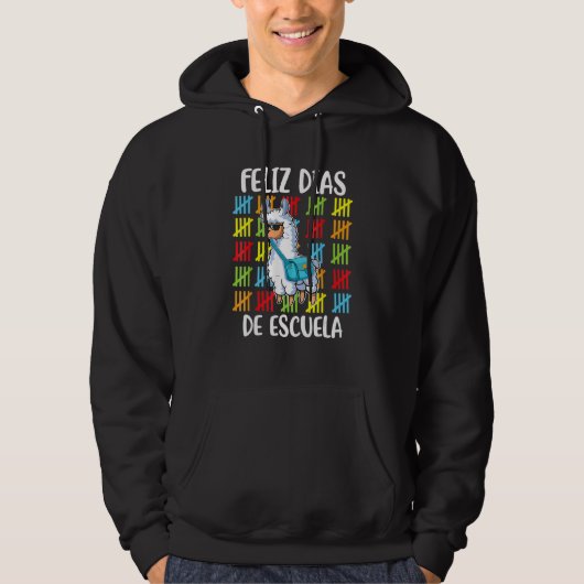 100 Days Of School Spanish Llama Feliz 100 Dias De Hoodie (Voorkant)