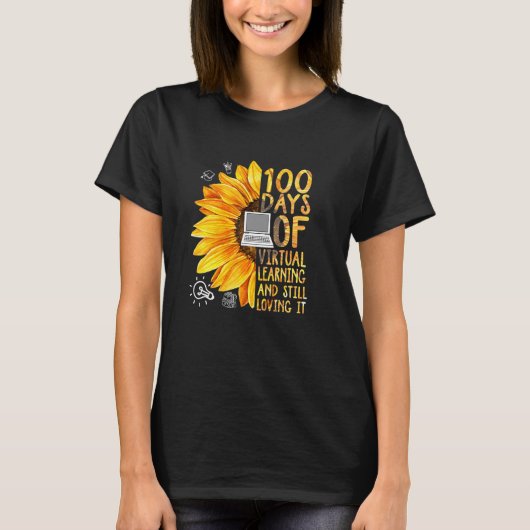 100 Days of School Teacher Virtual Learning Still T-shirt (Voorkant)