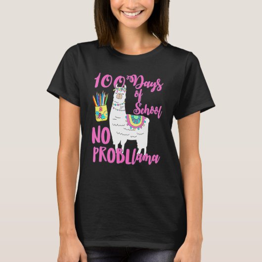 100 Days Of School Tees No Probllama Llama 100th D (Voorkant)