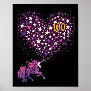 100 Days of School Unicorn sterren 100th Day vrouw Poster