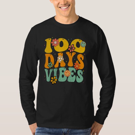 100 Days Of School Vibes 100th Day Of School Retro T-shirt (Voorkant)