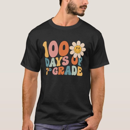 100 Days Of Second Grade Teacher Groovy 100th Day  T-shirt (Voorkant)