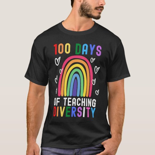 100 Days Of Teaching Diversity  Rainbow Teacher Ga T-shirt (Voorkant)