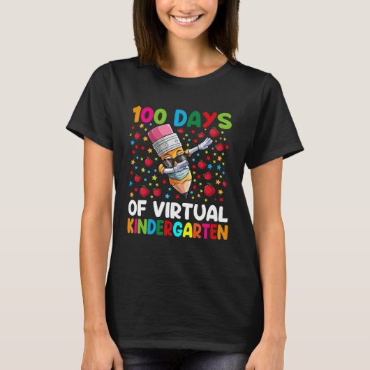 100 Days Of Virtual kindergarten Teacher or Studen T-shirt (Voorkant)