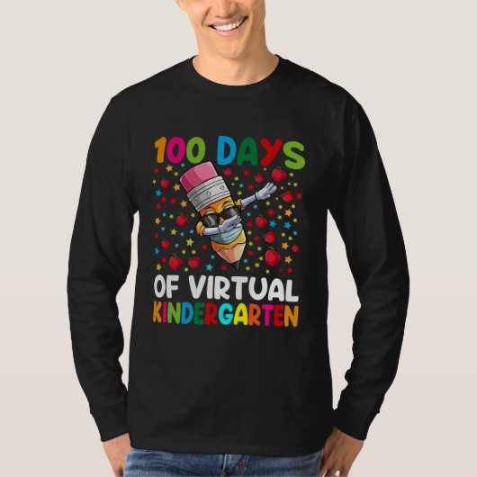 100 Days Of Virtual kindergarten Teacher or Studen T-shirt (Voorkant)