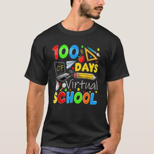 100 Days Of Virtual School Teacher 100th Day Of Sc T-shirt (Voorkant)