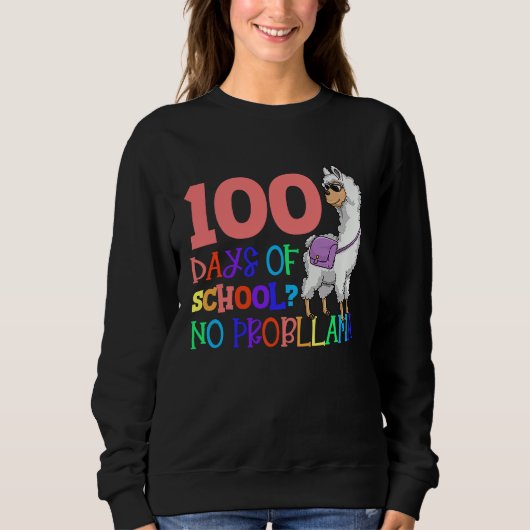 100 Days School No Sample Llama Teacher Or Student Trui (Voorkant)
