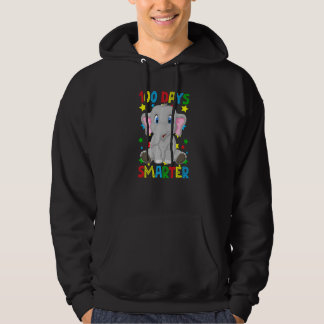 100 Days Smarter 100th Day Of School Cute Elephant Hoodie