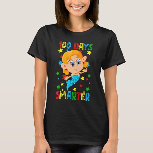 100 Days Smarter 100th Day Of School Cute Mermaid T-shirt (Voorkant)