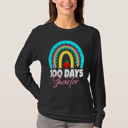 100 Days Smarter Funny 100th Day Of School Rainbow T-shirt (Voorkant)