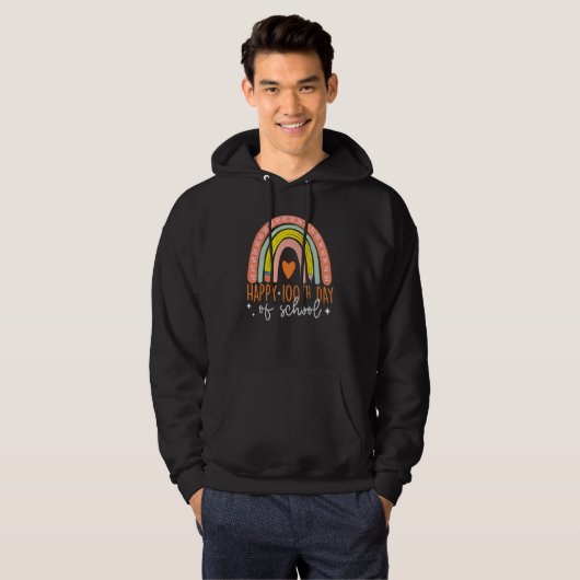 100 Days Smarter Happy 100th Day Of School Rainbow Hoodie (Voorkant volledig)