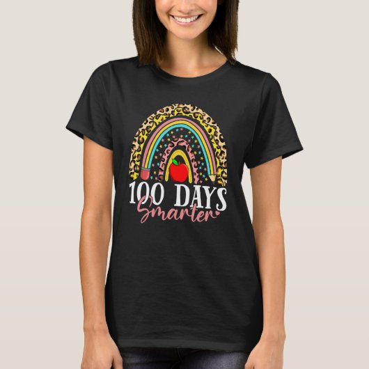 100 Days Smarter Happy 100th Day Of School Rainbow T-shirt (Voorkant)