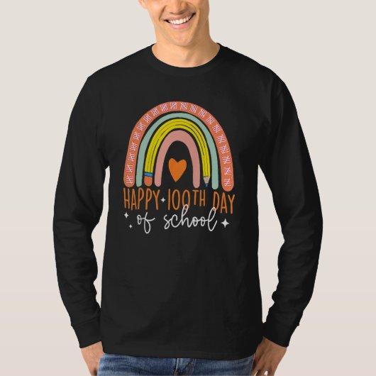 100 Days Smarter Happy 100th Day Of School Rainbow T-shirt (Voorkant)