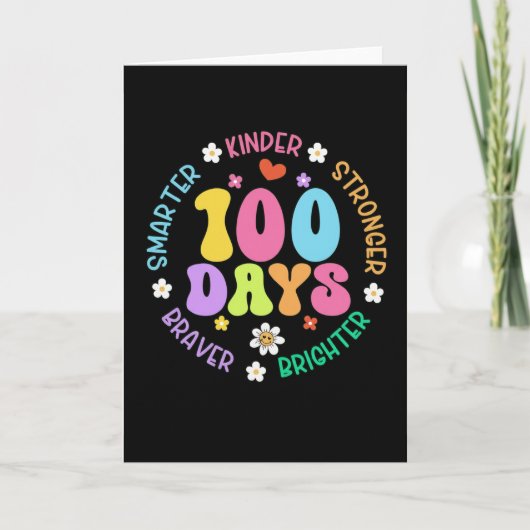 100 Days Smarter Kinder Brighter Cute School Kaart (Voorkant)