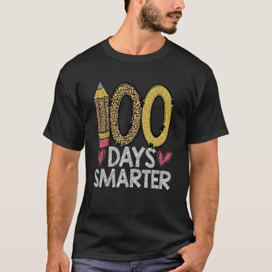 100 Days Smarter Leopard 100th Day Of School Teach T-shirt (Voorkant)