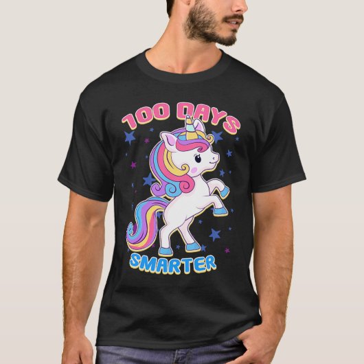 100 Days Smarter Magical Learning Unicorn Student T-shirt (Voorkant)