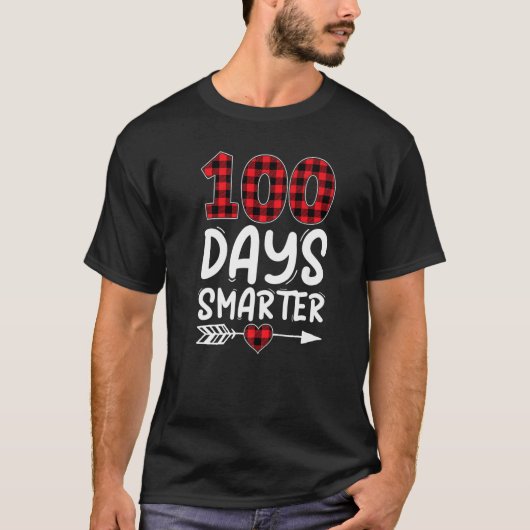 100 Days Smarter Plaid Red 100th Day of School  Te T-shirt (Voorkant)