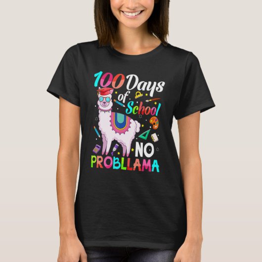 100 Days Smarter Shirt No Probllama Llama 100 Days (Voorkant)