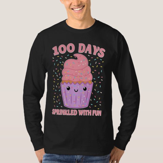 100 Days Sprinkled With Fun Cupcake 100th Day Of S T-shirt (Voorkant)