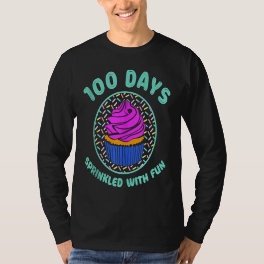 100 Days Sprinkled With Fun Cupcakes  Teacher Stud T-shirt (Voorkant)