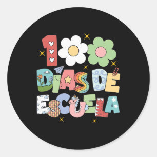 100 Dias De Escuela Tweetalig Spaans Leraar Ronde Sticker