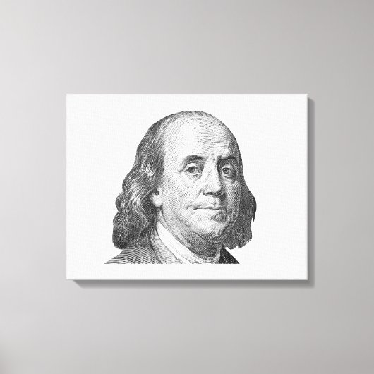 100 dollar, Benjamin Franklin Canvas Afdruk (Voorkant)
